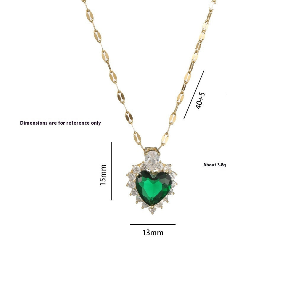 Necklace Loving Heart Zircon Flower Special Interest Light Luxury