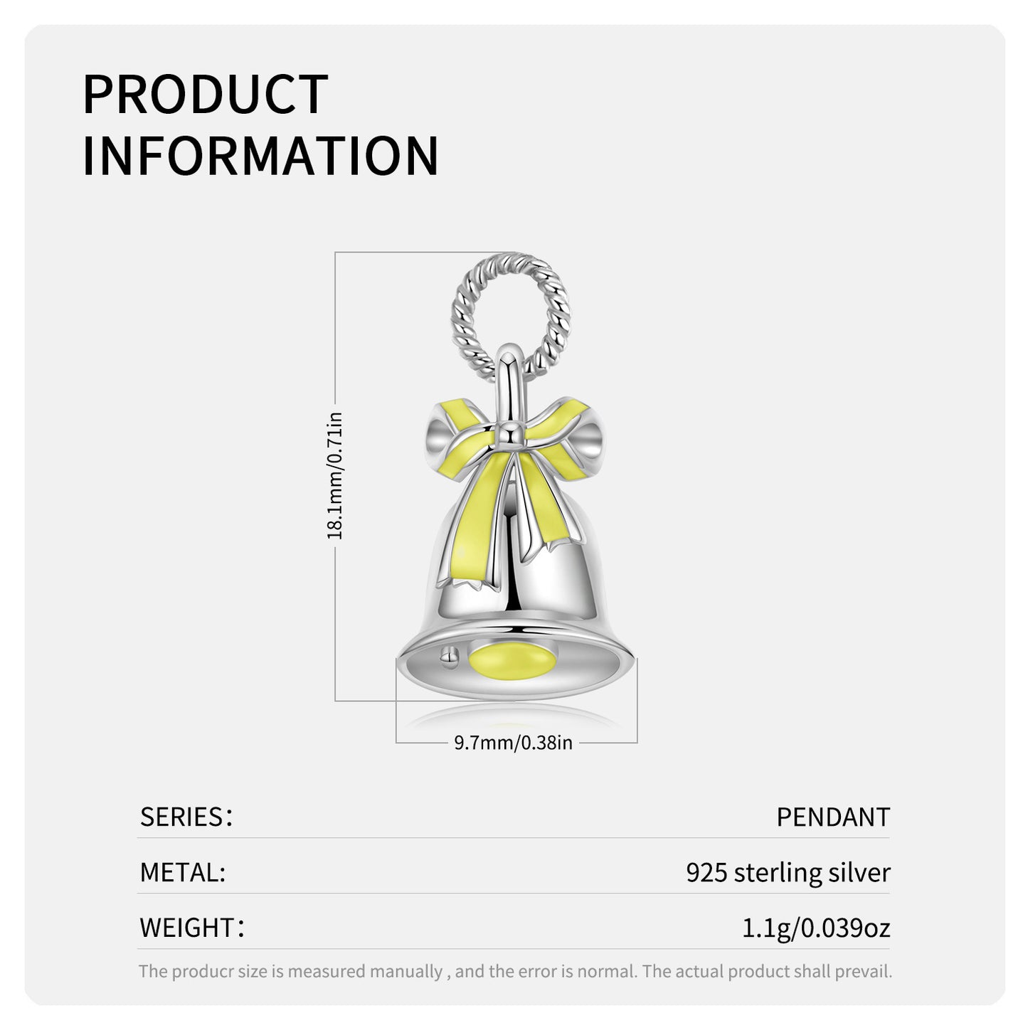 S925 Sterling Silver Drip Gel Bell Necklace Popular Versatile Christmas Jewelry In Europe And America