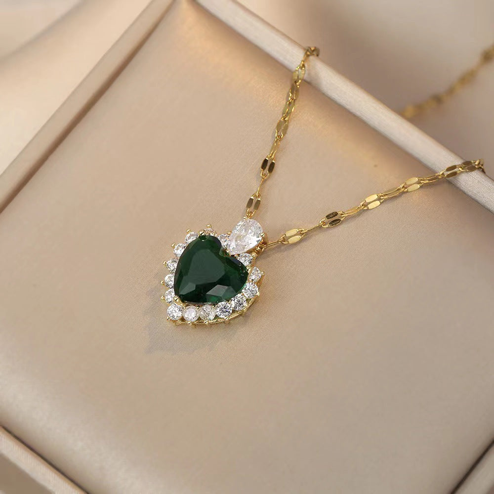 Necklace Loving Heart Zircon Flower Special Interest Light Luxury