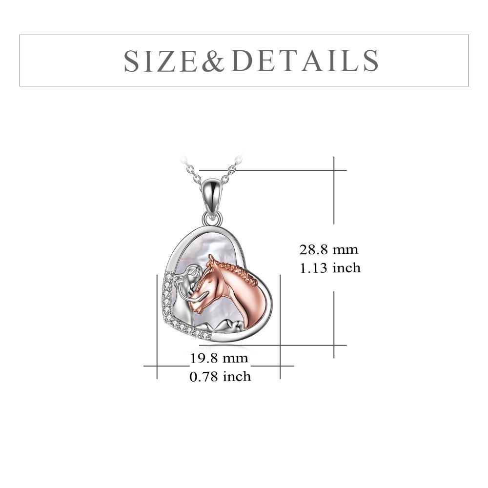 Unique Sterling Silver Girls Embrace Horse Heart Pendant Necklace for Women Girls