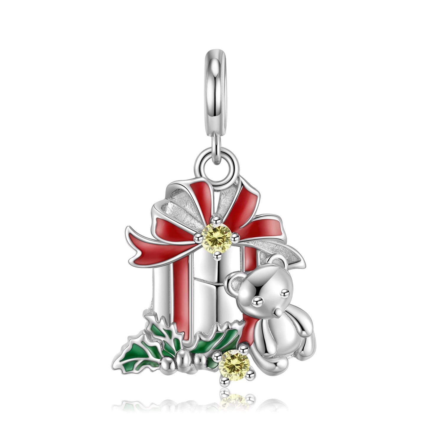 925 Sterling Silver Bear Bell Necklace Fashion Christmas Jewelry