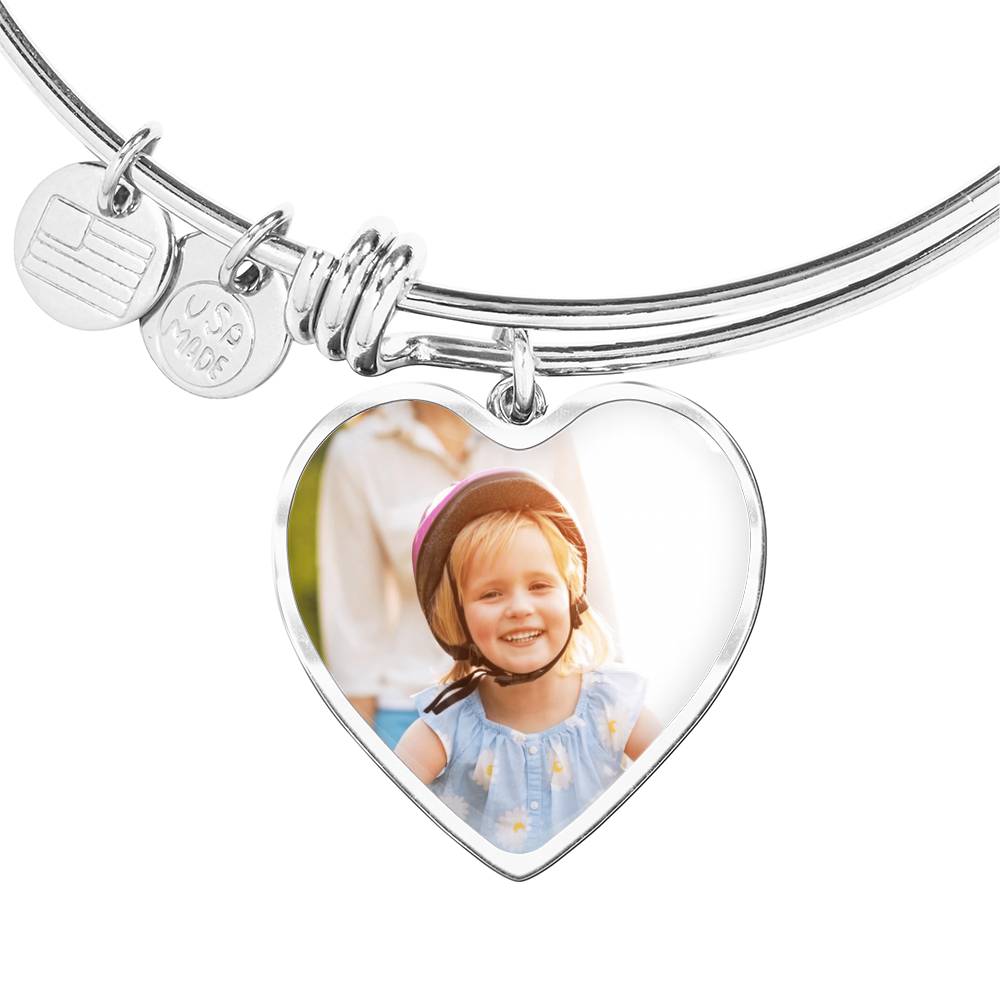 Personalized Elegance: Heart Buyer Upload Bangle