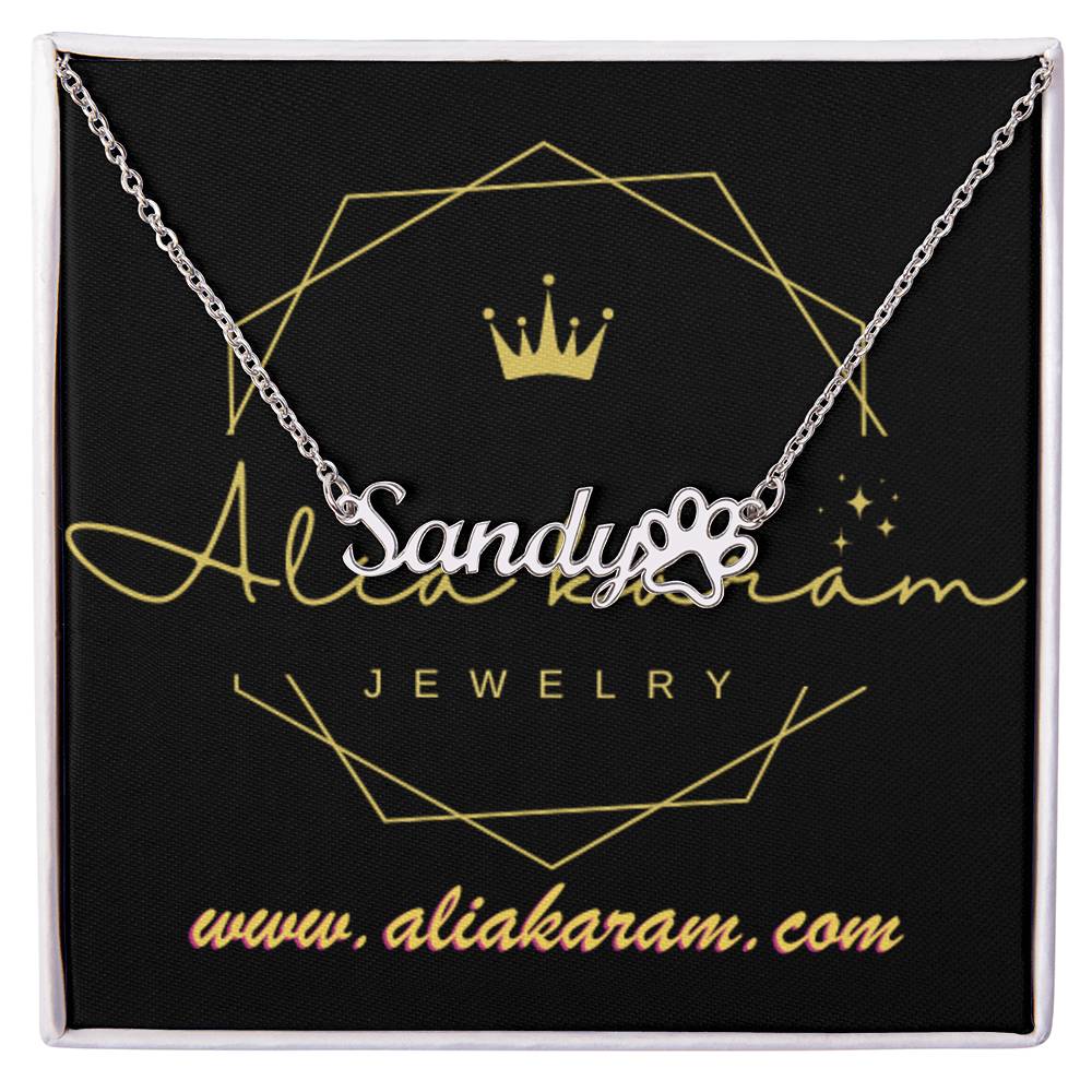 Name Necklace + Paw Print Character