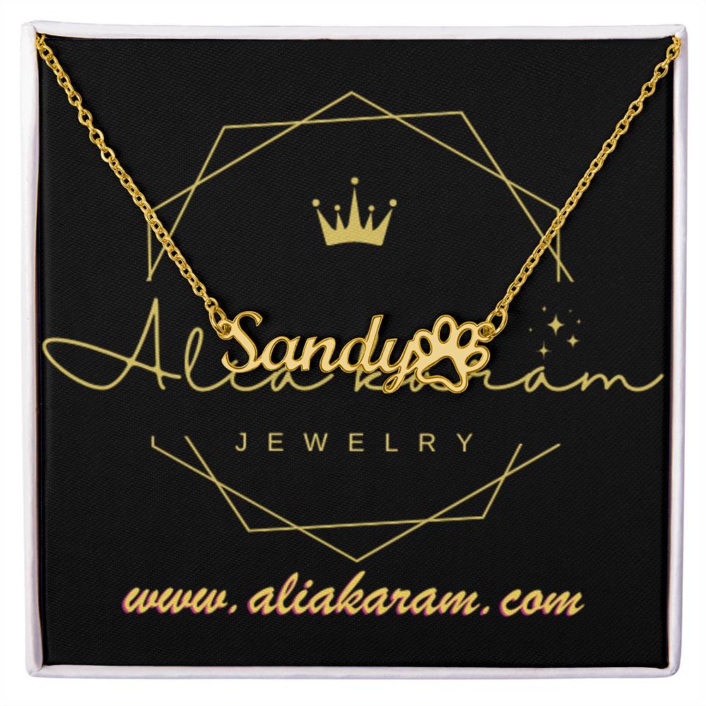 Name Necklace + Paw Print Character
