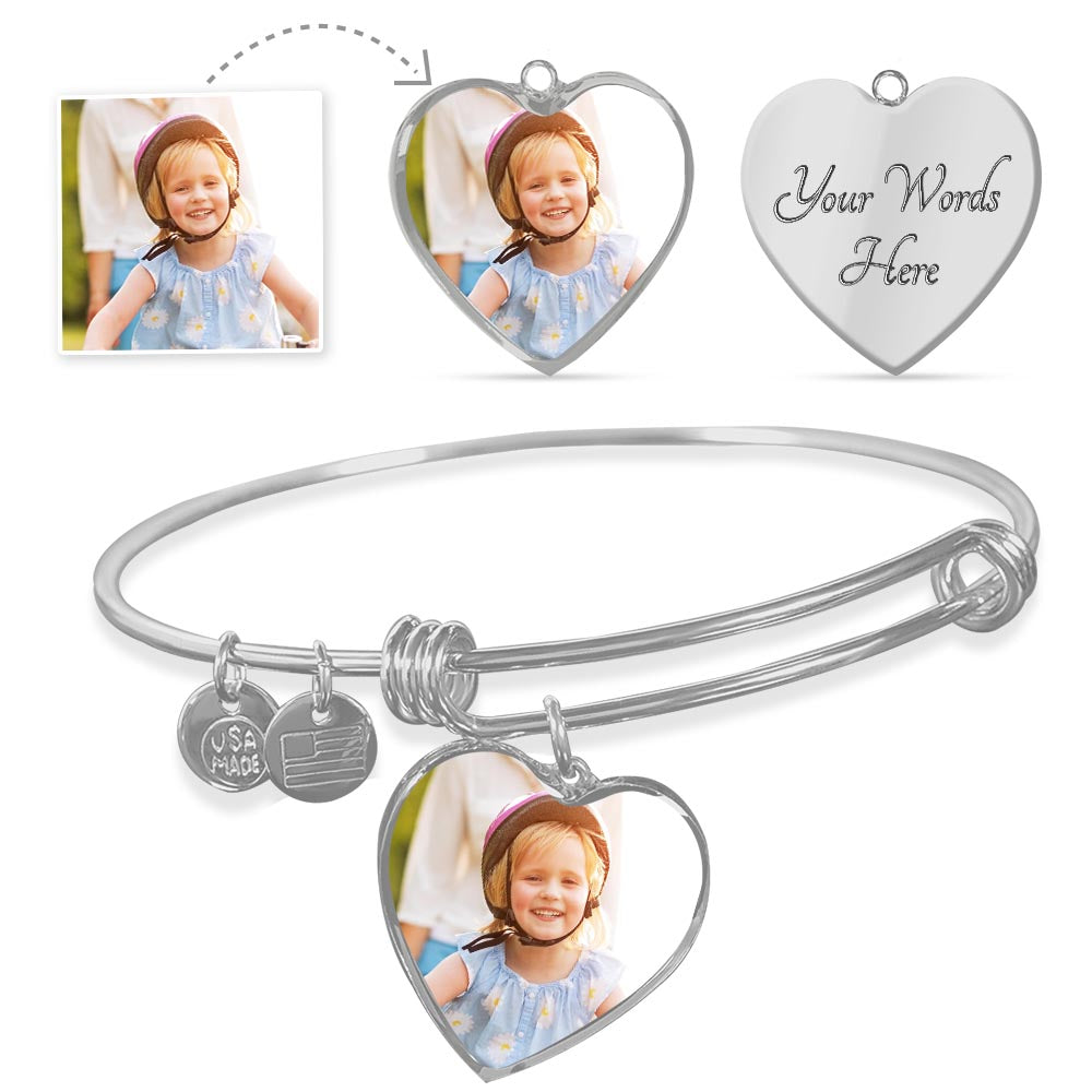 Personalized Elegance: Heart Buyer Upload Bangle