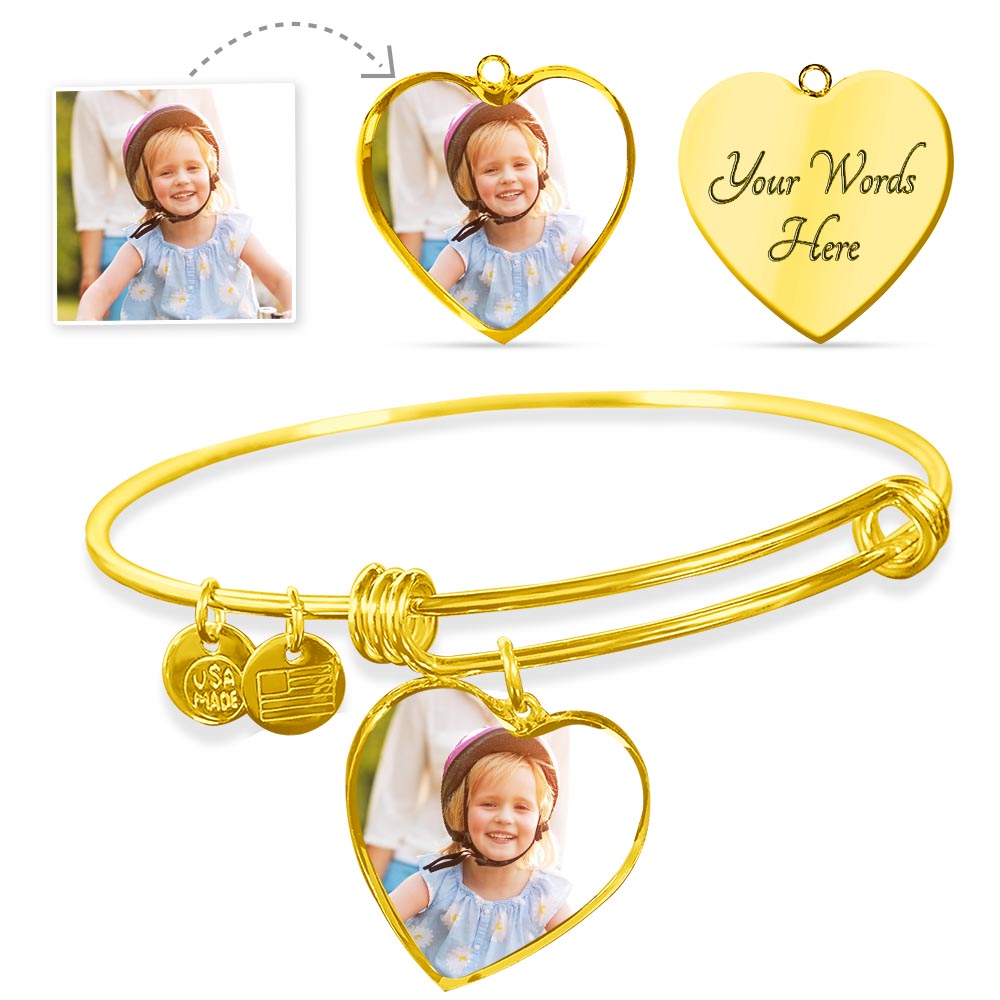 Personalized Elegance: Heart Buyer Upload Bangle