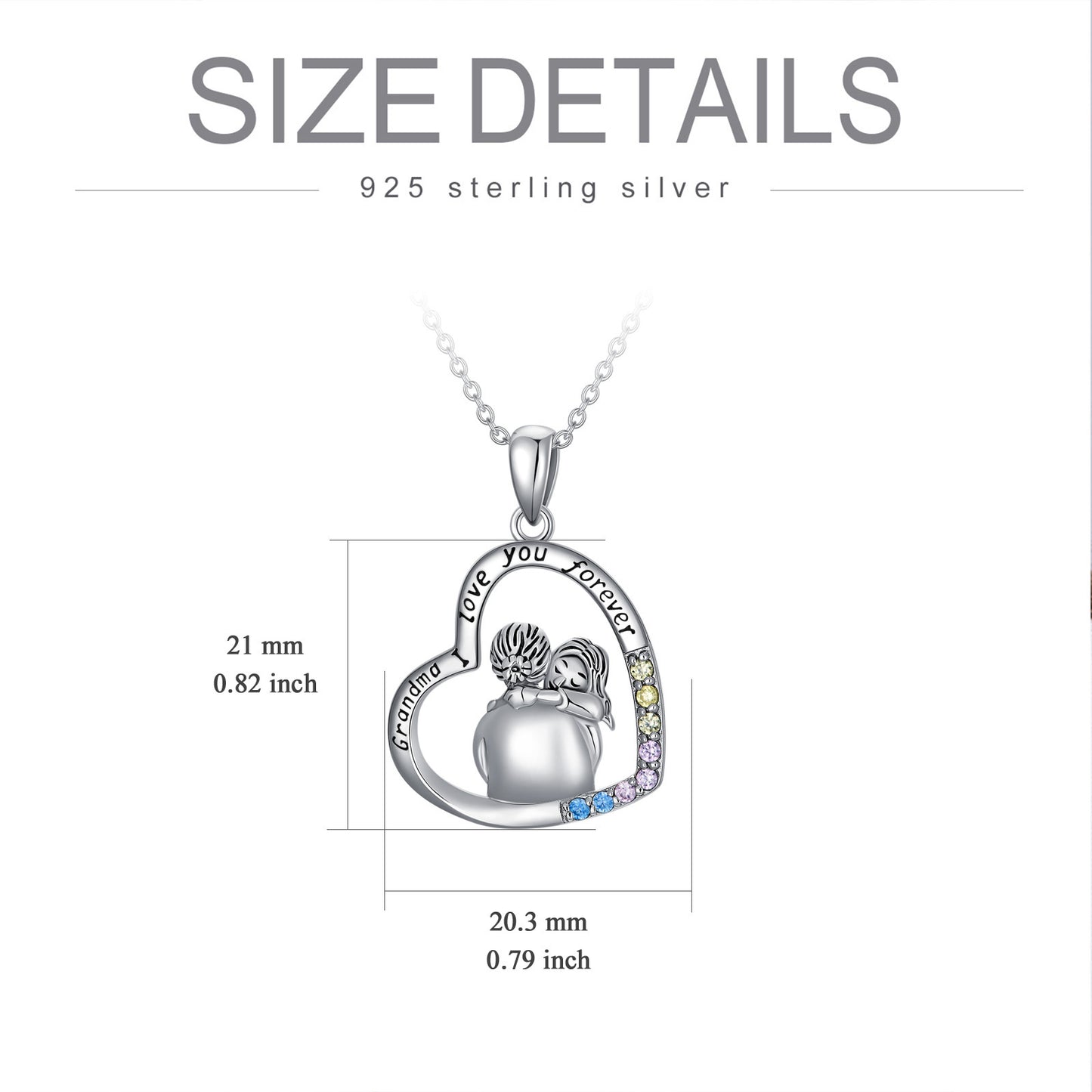 Special Connection White Gold Plated Cubic Zirconia Granny Necklace In Sterling Silver