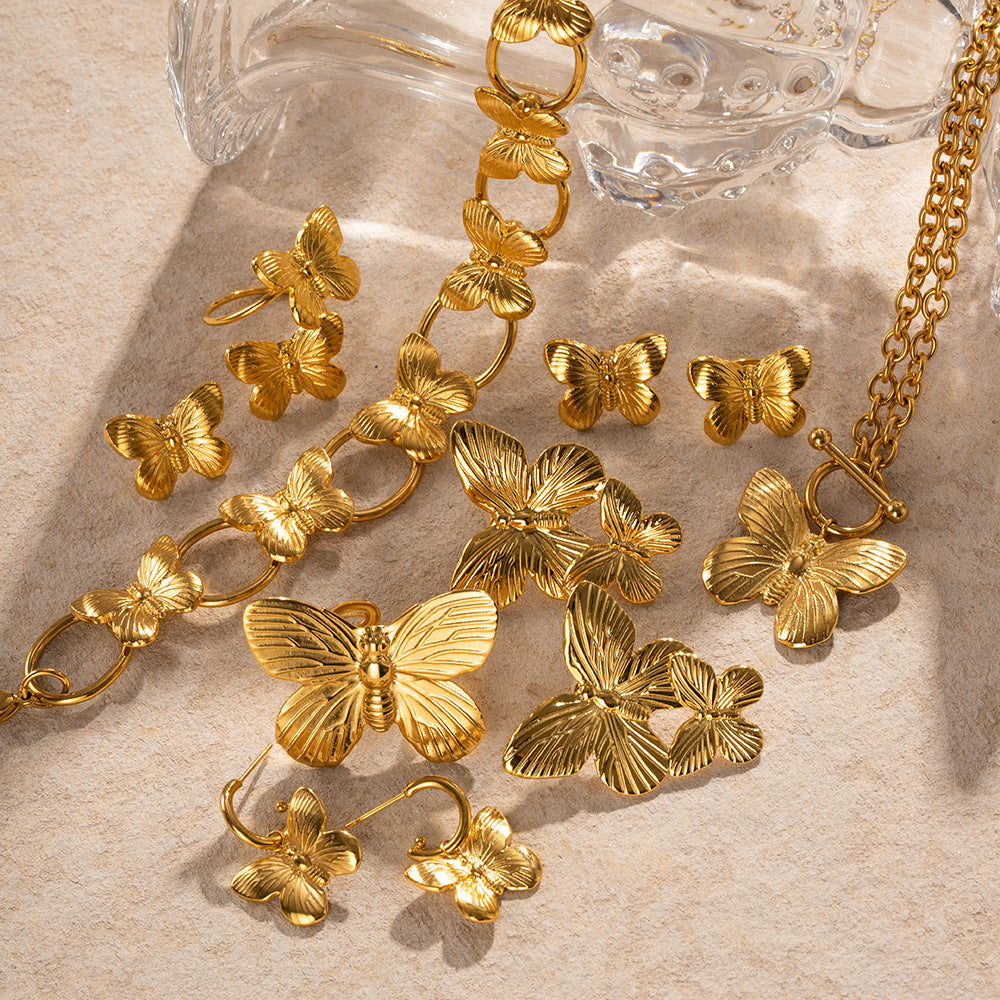 European And American Retro Alluvial Gold Butterfly Suit Series Middle Ancient