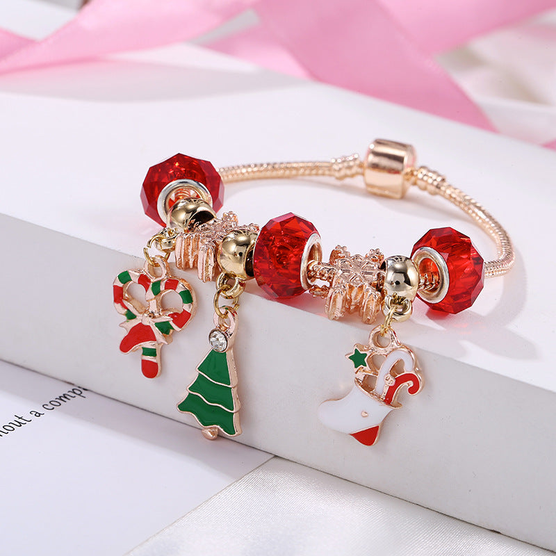Christmas Bracelet Candy Gift Socks Christmas Tree Pendant Snowflake Beads Holiday Gift Jewelry Accessories