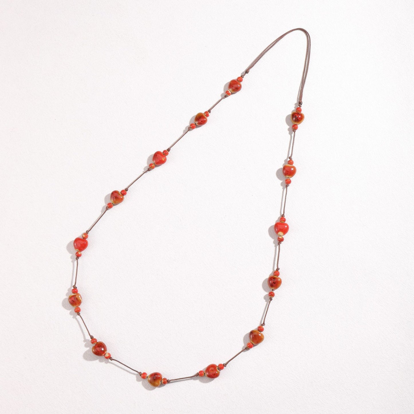Retro Ethnic Colorful Heart-shaped Ceramic Necklace For Women