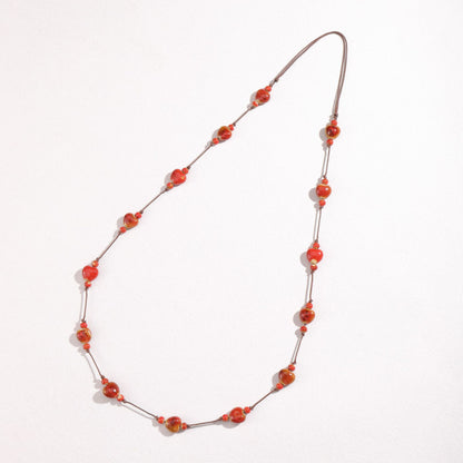 Retro Ethnic Colorful Heart-shaped Ceramic Necklace For Women