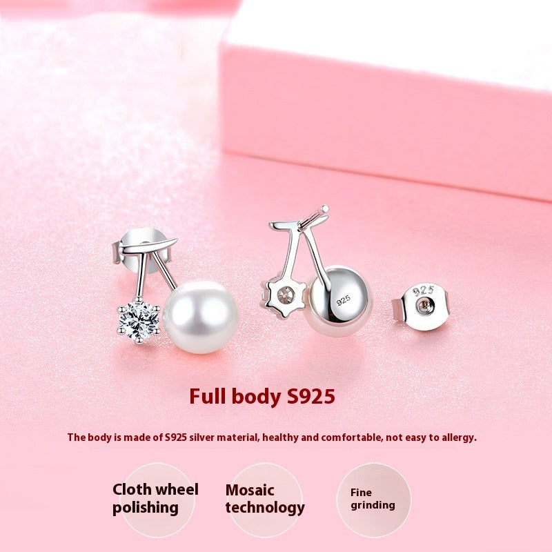 Cherry Light Luxury Freshwater Pearl Ear Studs Women
