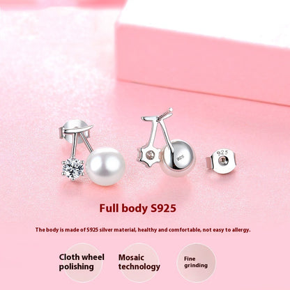 Cherry Light Luxury Freshwater Pearl Ear Studs Women
