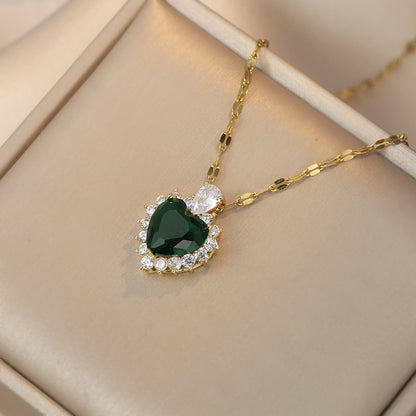 Necklace Loving Heart Zircon Flower Special Interest Light Luxury
