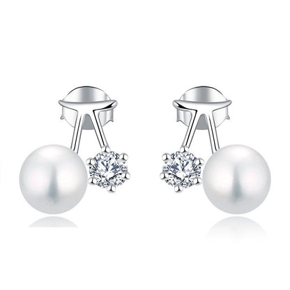 Cherry Light Luxury Freshwater Pearl Ear Studs Women