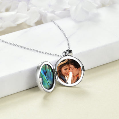 A 925 Sterling Silver Celtic Knot Photo Locket Necklace for Women