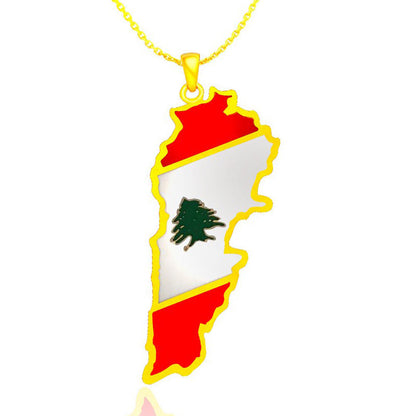 Beautiful Lebanon Titanium Steel Etching Epoxy Map Necklace
