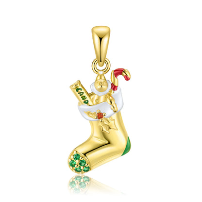 Christmas Stocking Necklace S925 Sterling Silver Gold-plated Exquisite Ins Wind Collarbone Chain Jewelry Gift