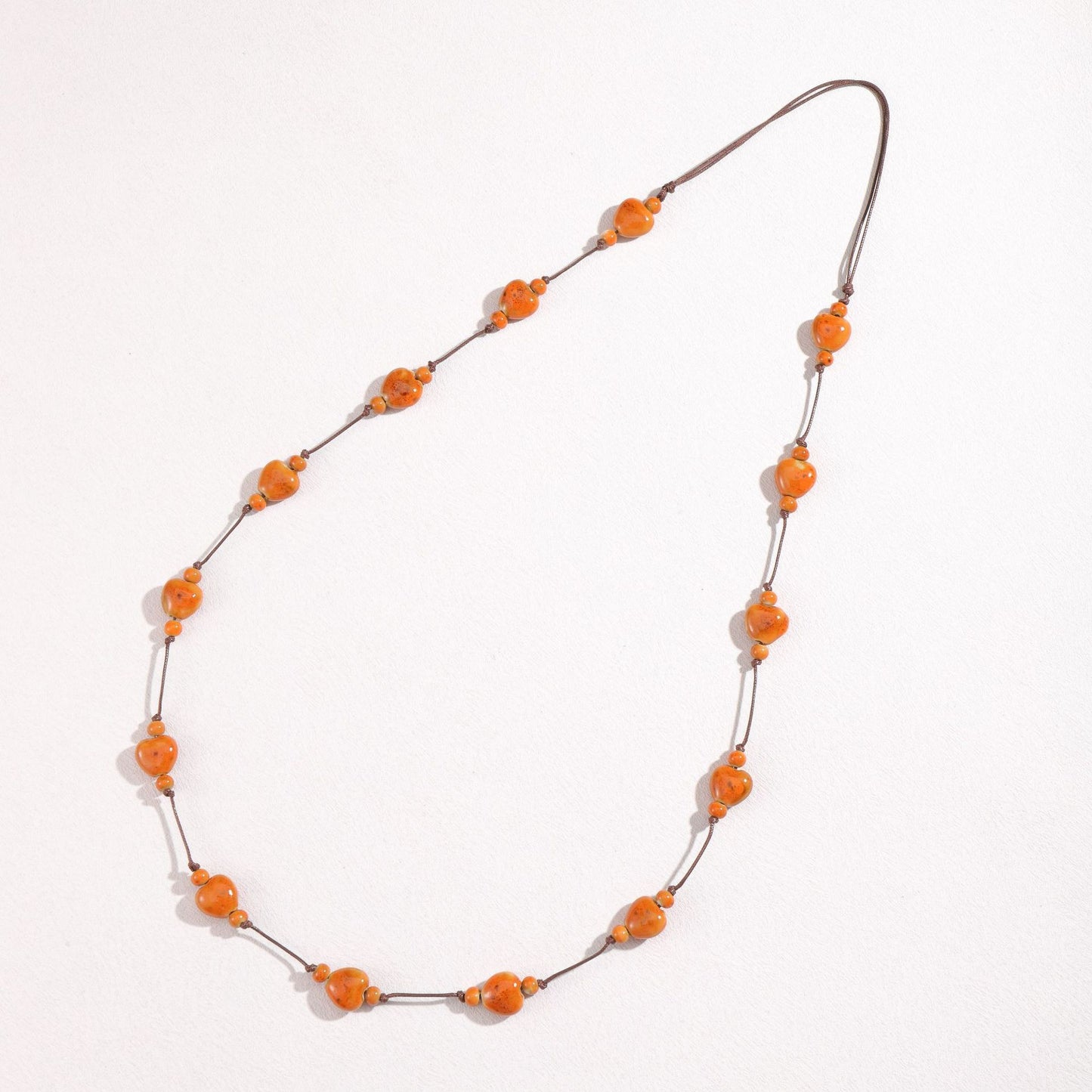 Retro Ethnic Colorful Heart-shaped Ceramic Necklace For Women