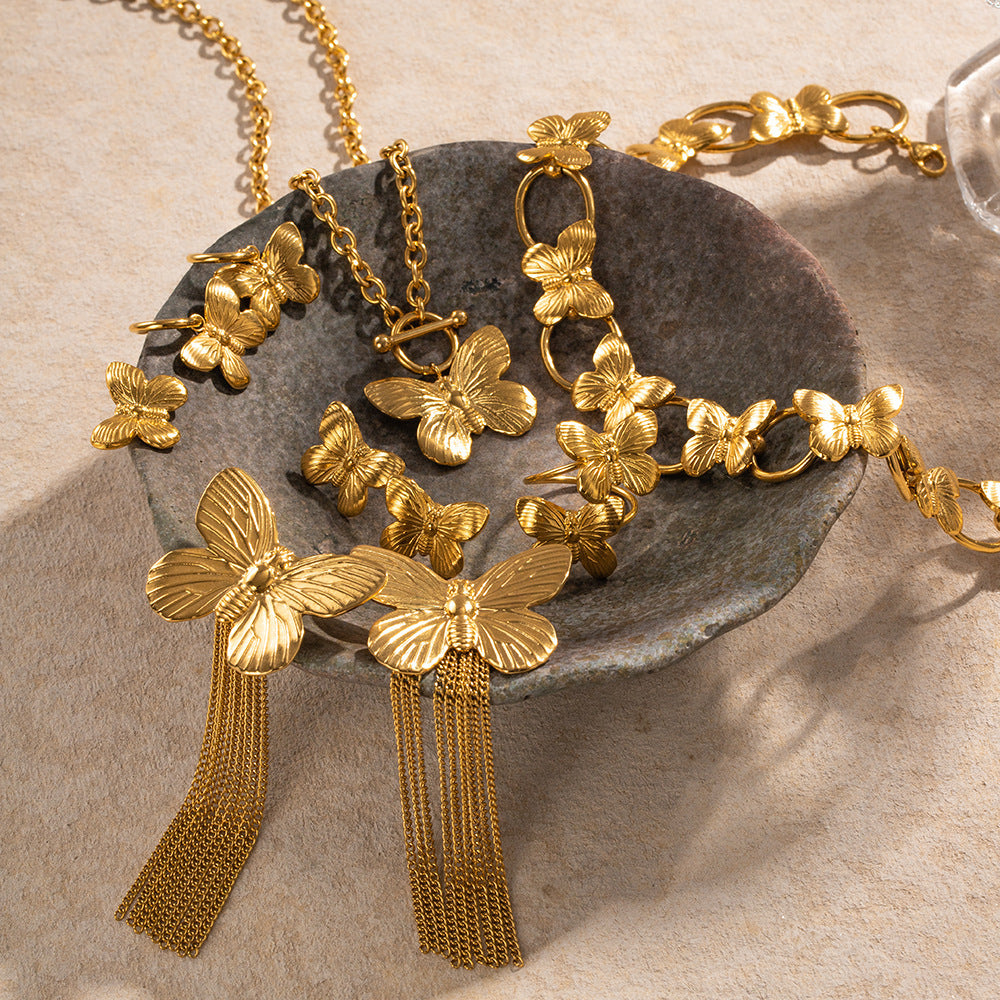 European And American Retro Alluvial Gold Butterfly Suit Series Middle Ancient