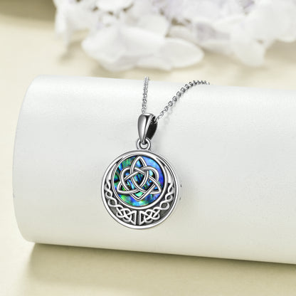 A 925 Sterling Silver Celtic Knot Photo Locket Necklace for Women