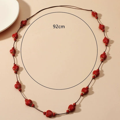 Retro Ethnic Colorful Heart-shaped Ceramic Necklace For Women