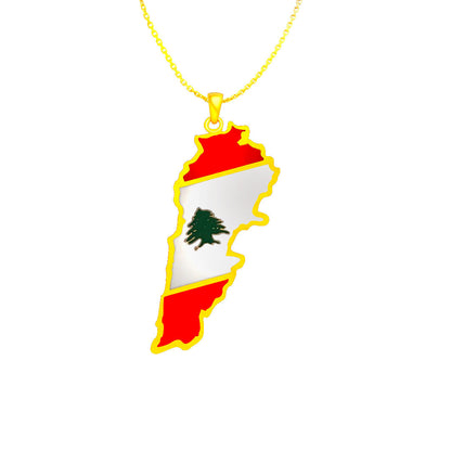 Beautiful Lebanon Titanium Steel Etching Epoxy Map Necklace