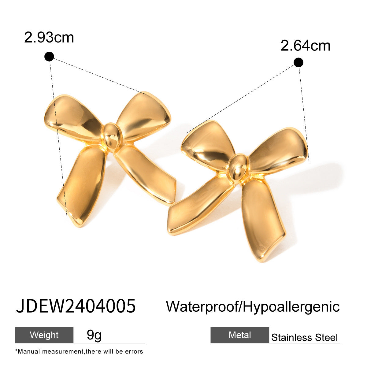 Stainless Steel Glossy Bow Earrings