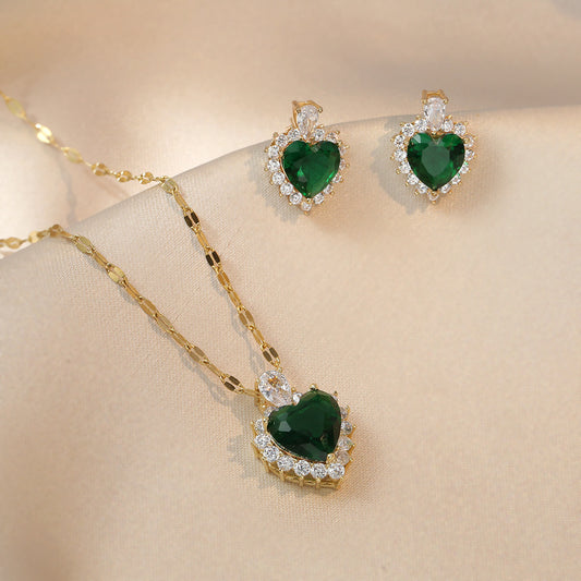 Necklace Loving Heart Zircon Flower Special Interest Light Luxury