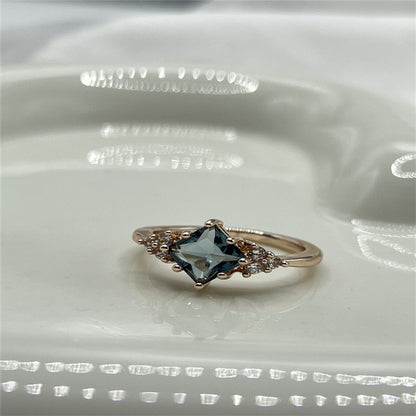 Japanese Exquisite Copper Inlaid Colorful Zircon Ring