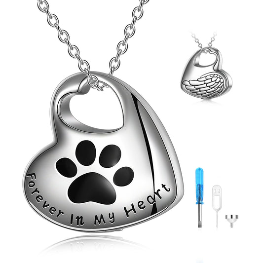 Emotional Sterling Silver Pet Paw Urn Necklace for Ashes Cremation Jewelry