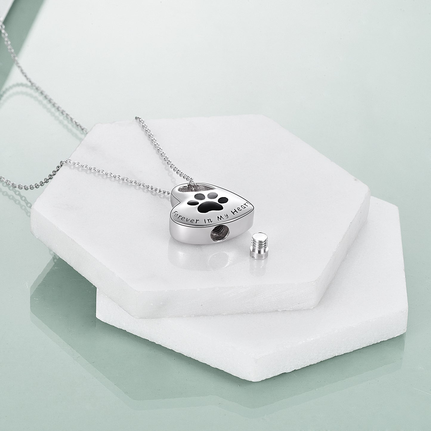 Emotional Sterling Silver Pet Paw Urn Necklace for Ashes Cremation Jewelry