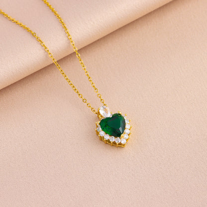 Beccarite Crystal Love Necklace Titanium Steel