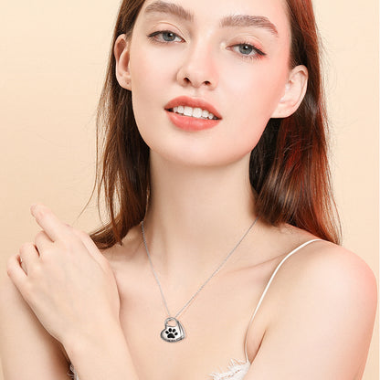 Emotional Sterling Silver Pet Paw Urn Necklace for Ashes Cremation Jewelry
