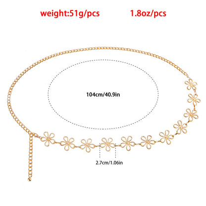 Retro Metal Hollow Flower Chain Ethnic Style Body Chains