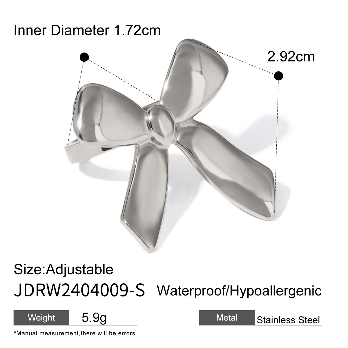 Stainless Steel Glossy Bow Earrings