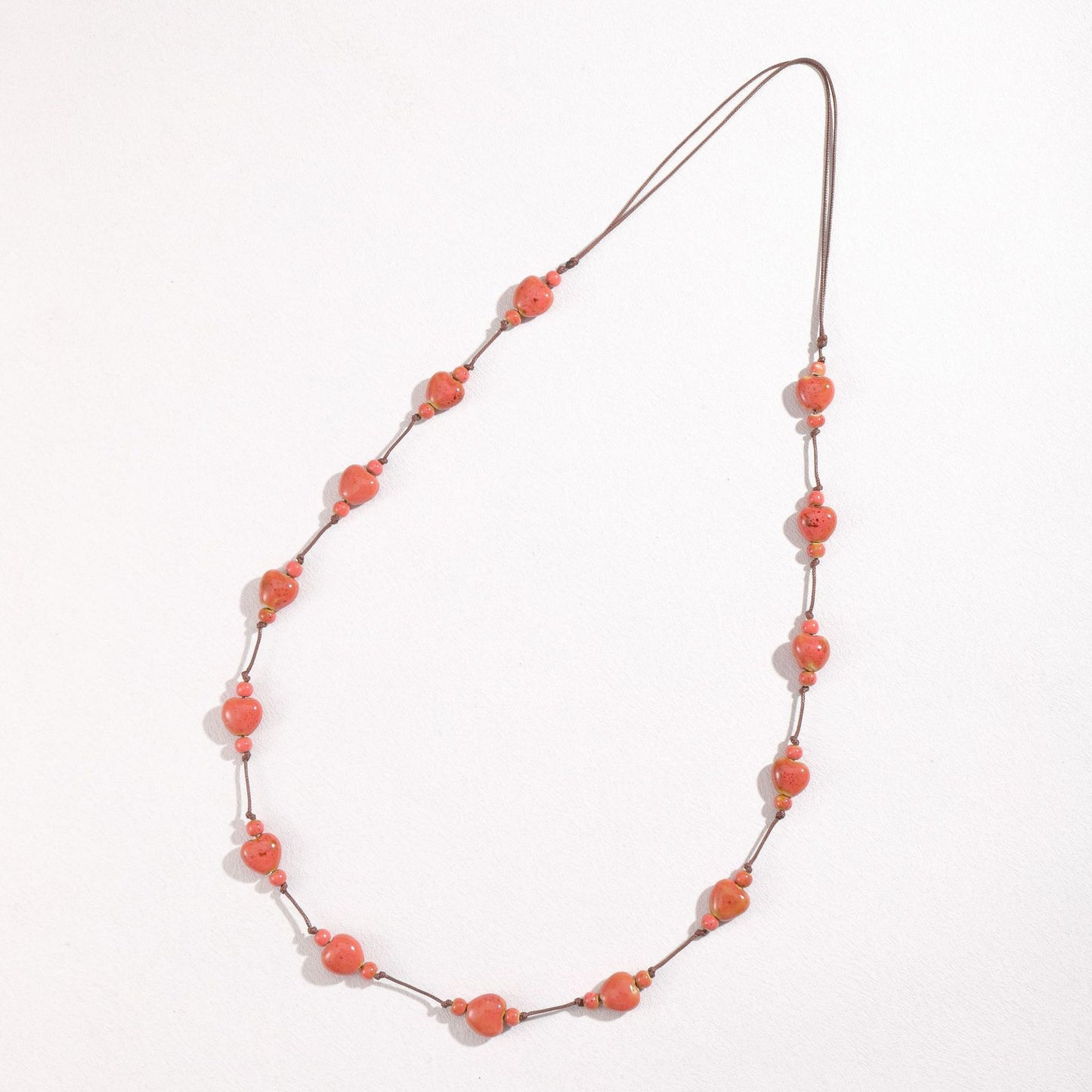 Retro Ethnic Colorful Heart-shaped Ceramic Necklace For Women