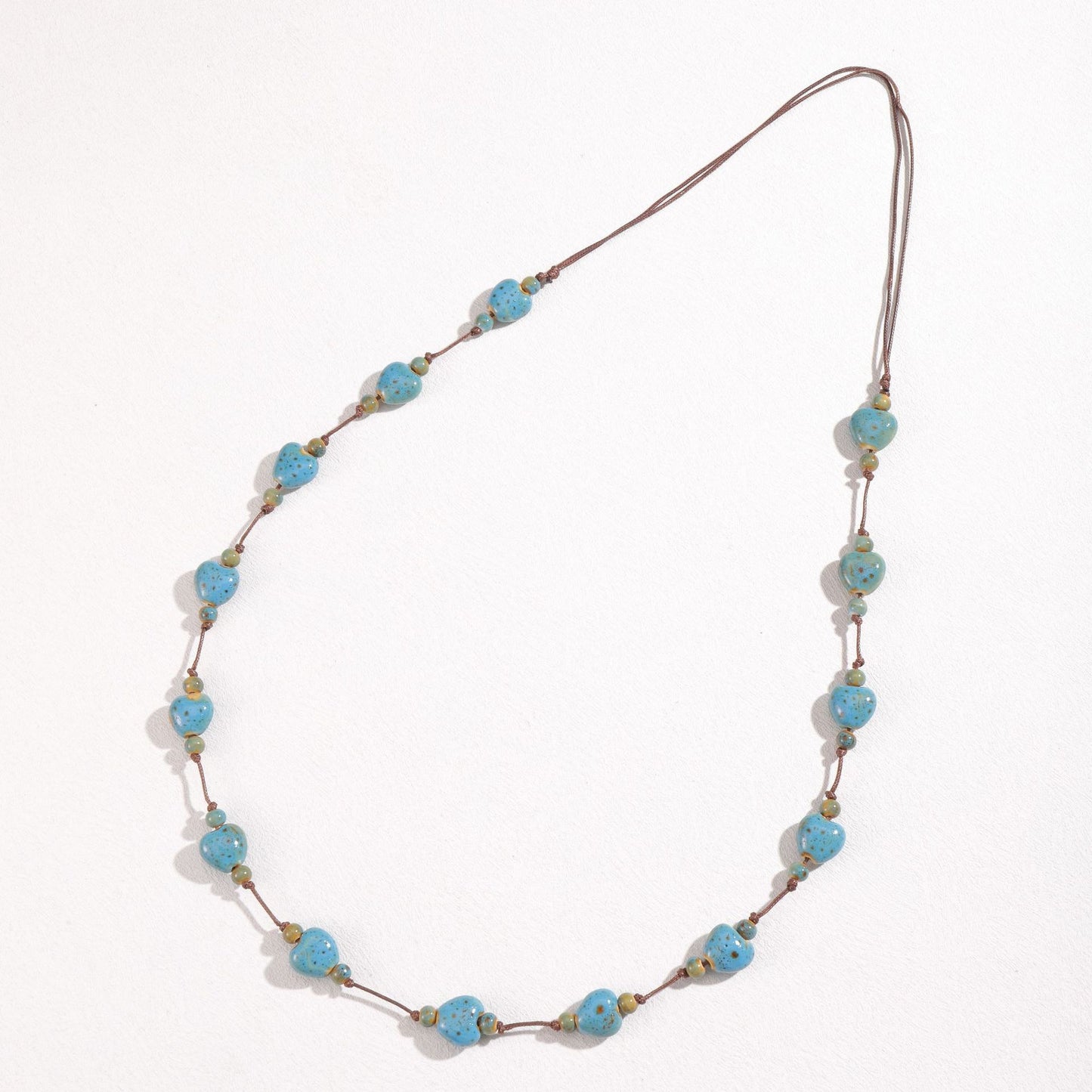 Retro Ethnic Colorful Heart-shaped Ceramic Necklace For Women