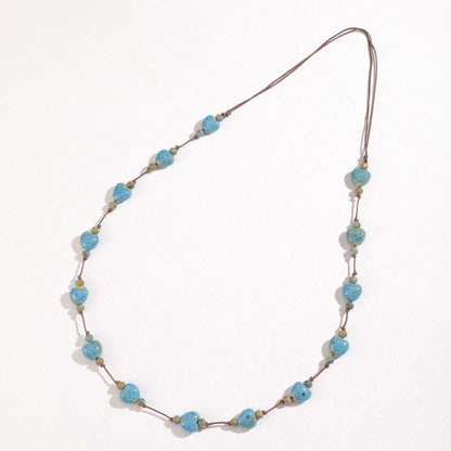 Retro Ethnic Colorful Heart-shaped Ceramic Necklace For Women