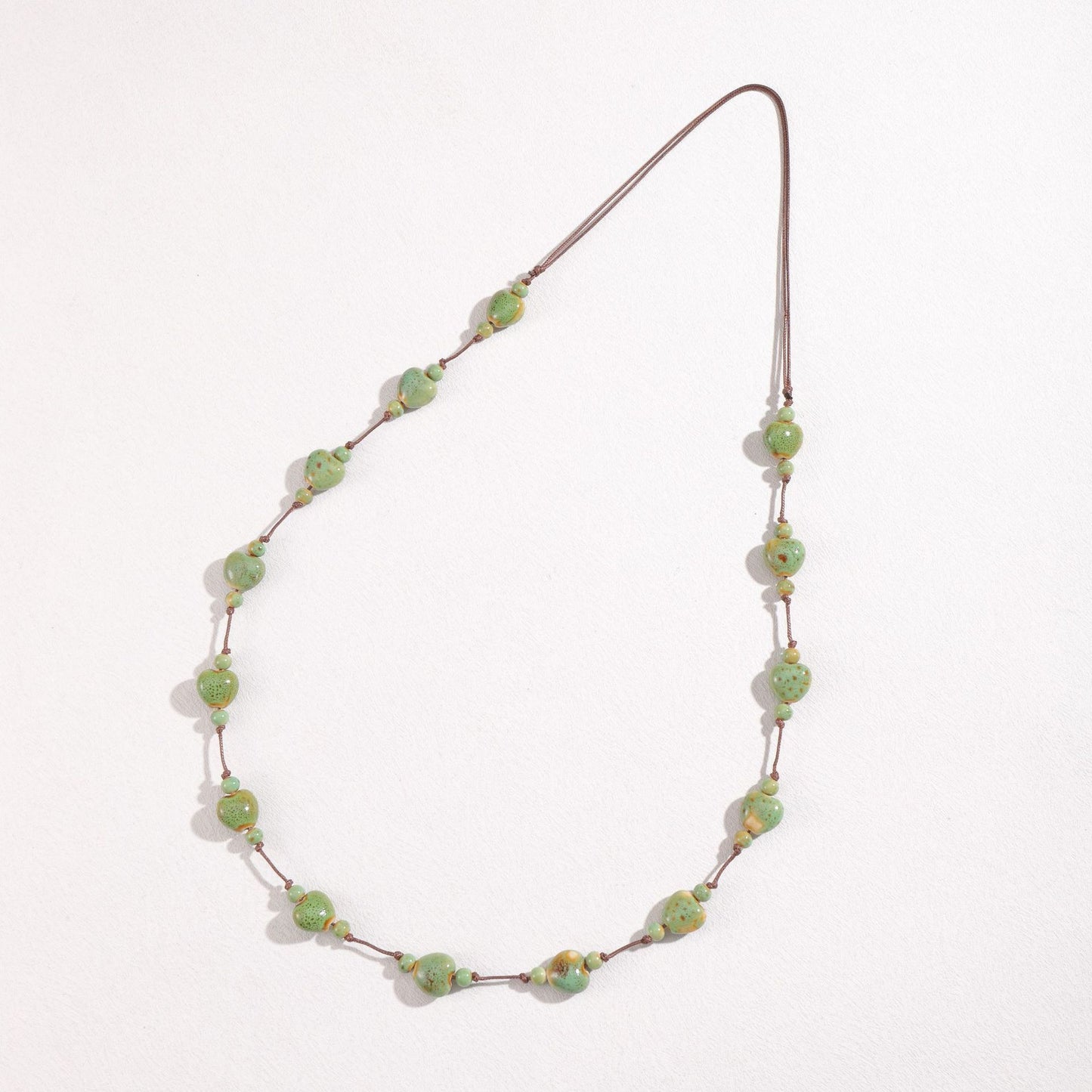 Retro Ethnic Colorful Heart-shaped Ceramic Necklace For Women