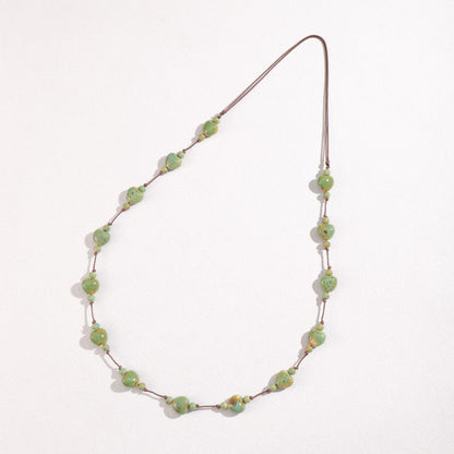 Retro Ethnic Colorful Heart-shaped Ceramic Necklace For Women