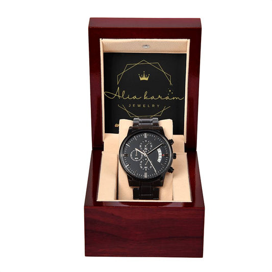Black Chronograph Watch + MC