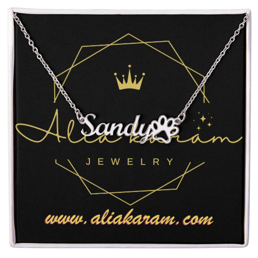 Name Necklace + Paw Print Character