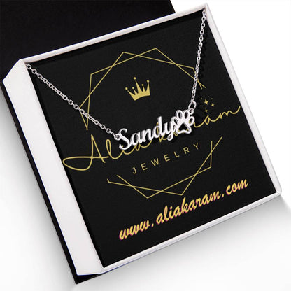 Name Necklace + Paw Print Character
