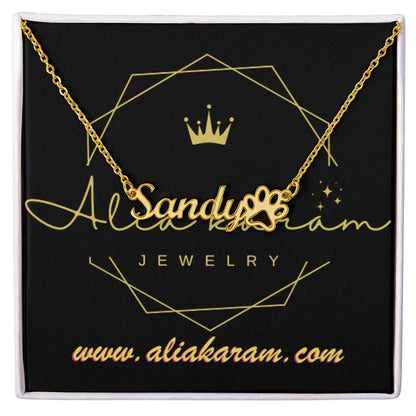 Name Necklace + Paw Print Character