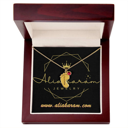 Engraved Baby Feet with Birthstones