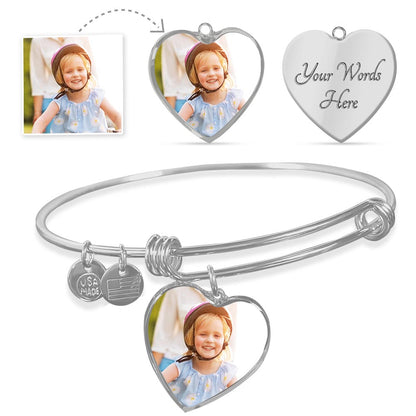 Personalized Elegance: Heart Buyer Upload Bangle