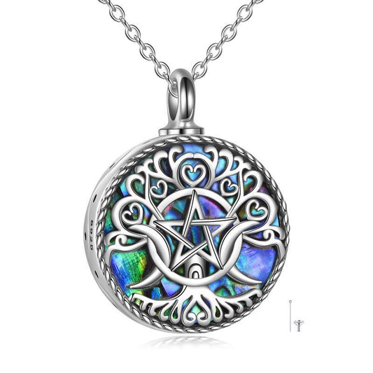 Special Sterling Silver Triple Moon Goddess Urn Necklace for Ashes Pagan Wiccan Jewelry