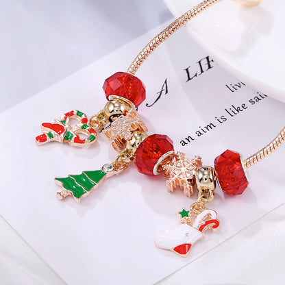Christmas Bracelet Candy Gift Socks Christmas Tree Pendant Snowflake Beads Holiday Gift Jewelry Accessories