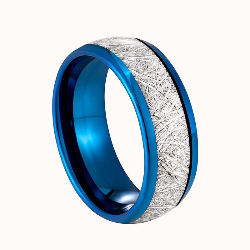 Tungsten Steel Fog Pattern Ring Men's Simple Ring Shank